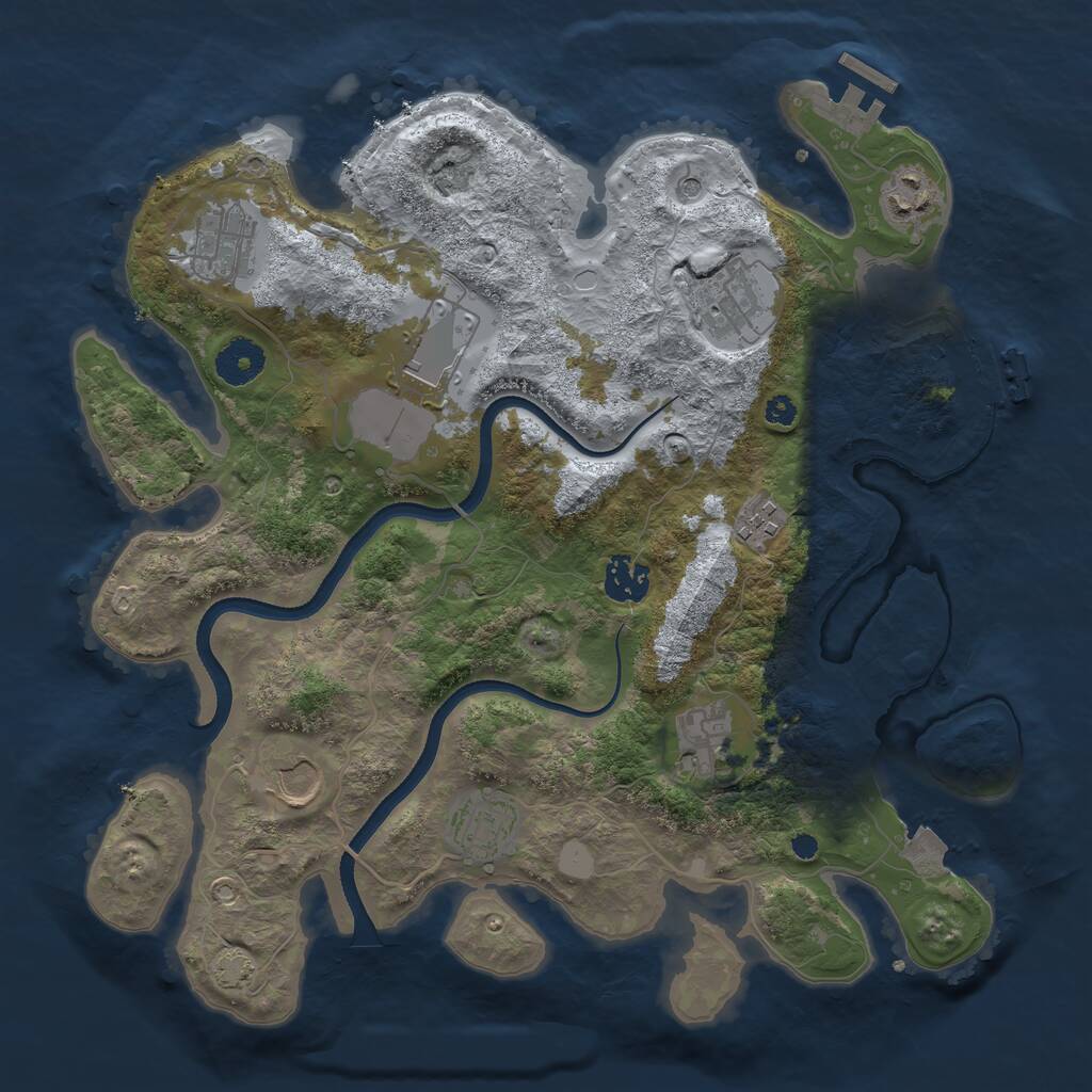 Rust Map: Procedural Map, Size: 3500, Seed: 67983, 14 Monuments