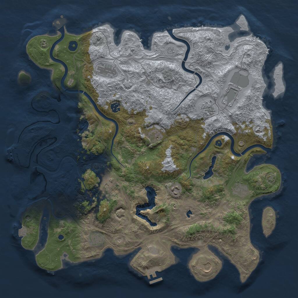 Rust Map: Procedural Map, Size: 4500, Seed: 129003156, 17 Monuments