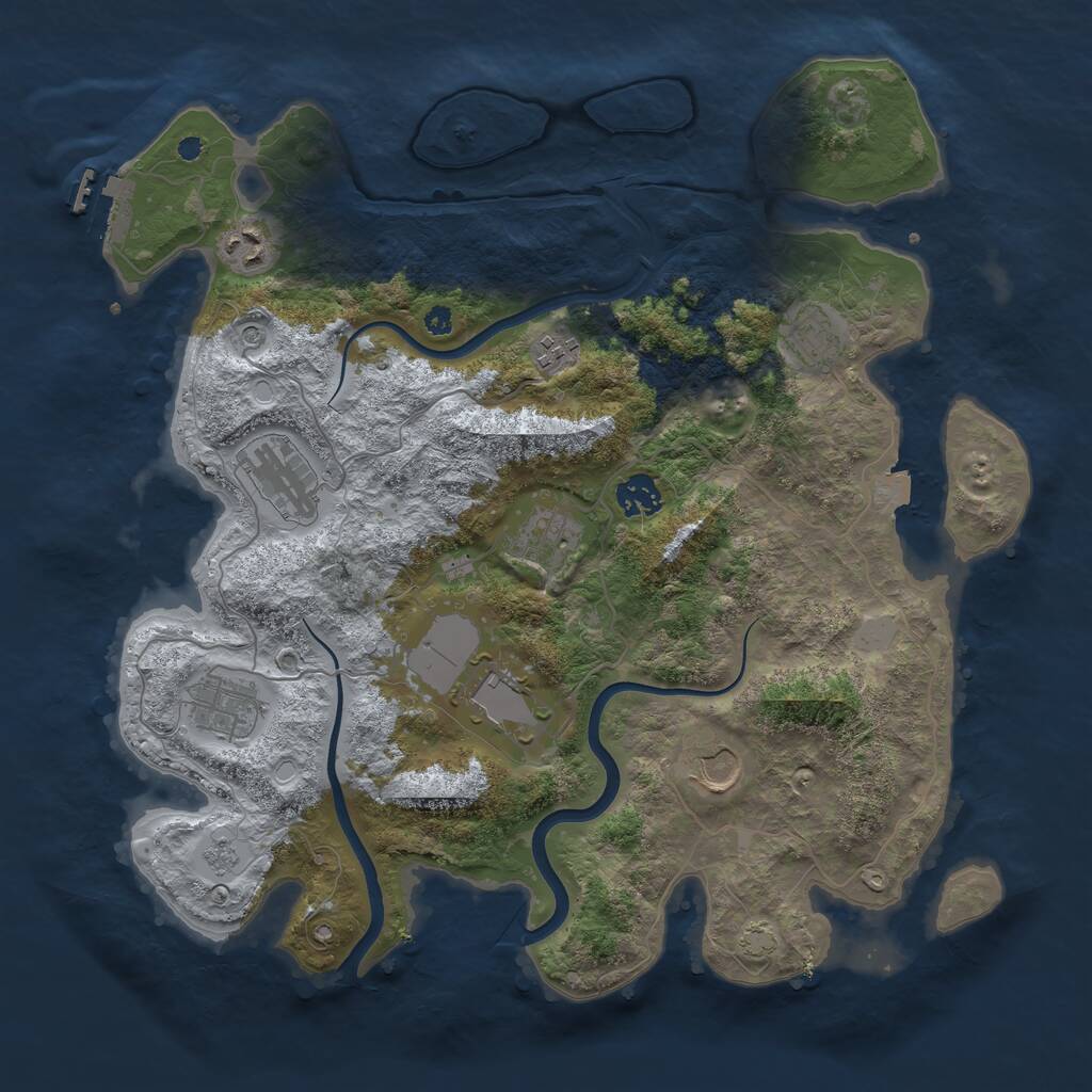 Rust Map: Procedural Map, Size: 3750, Seed: 443362790, 14 Monuments