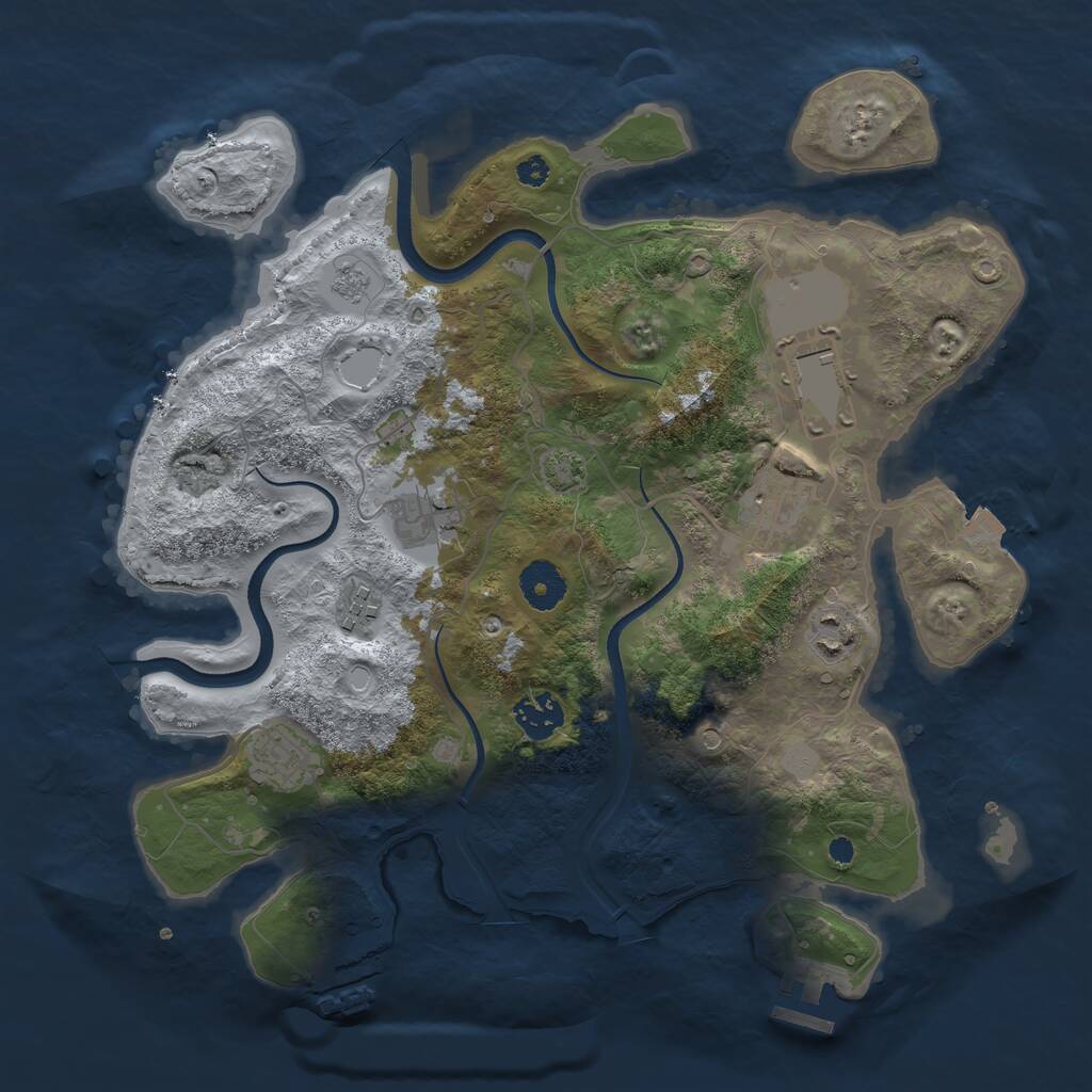 Rust Map: Procedural Map, Size: 3500, Seed: 1446693441, 13 Monuments