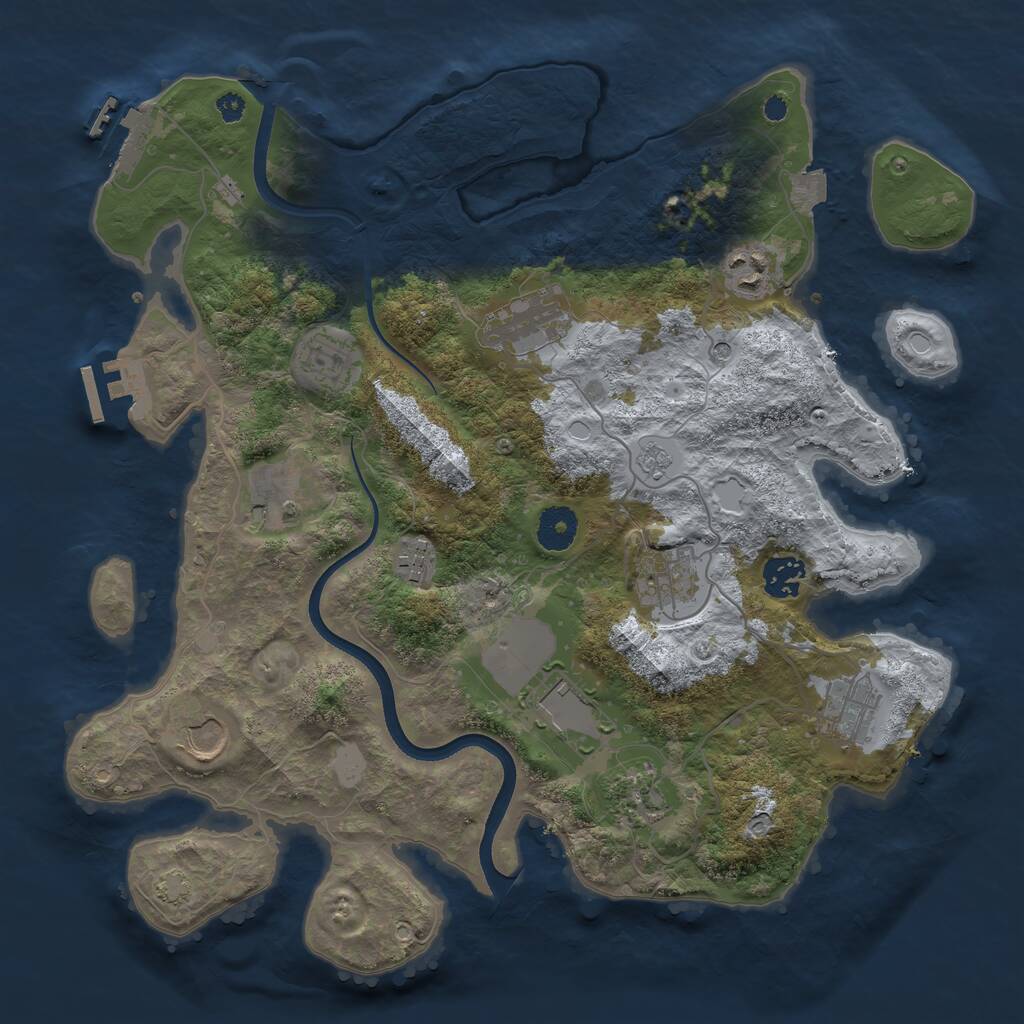 Rust Map: Procedural Map, Size: 3600, Seed: 885336277, 17 Monuments