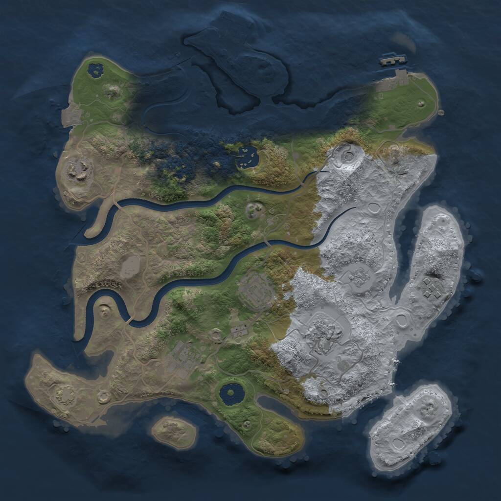Rust Map: Procedural Map, Size: 3200, Seed: 12533, 12 Monuments