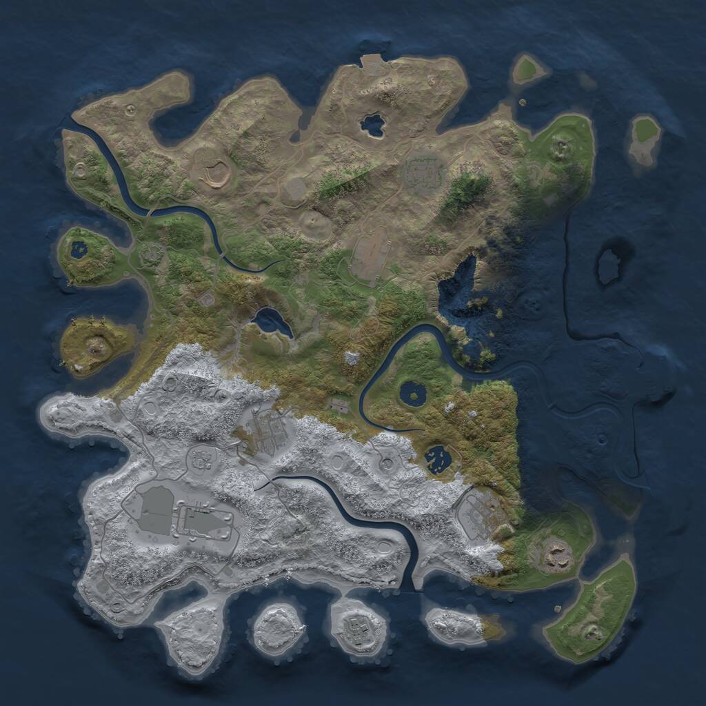 Rust Map: Procedural Map, Size: 4000, Seed: 1145009446, 14 Monuments