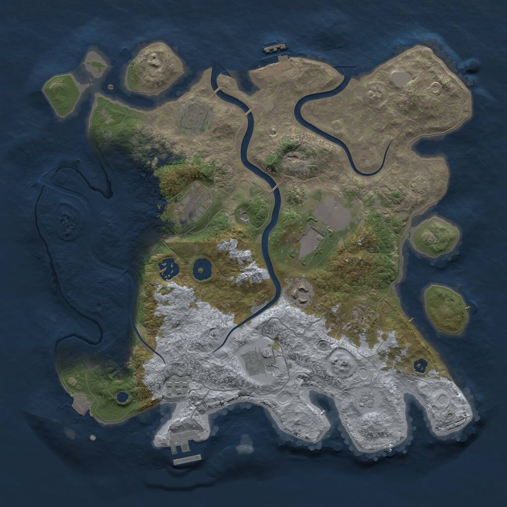 Rust Map: Procedural Map, Size: 3650, Seed: 84423527, 14 Monuments