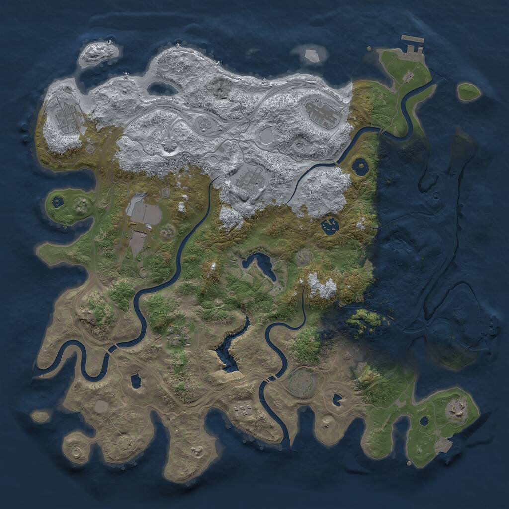 Rust Map: Procedural Map, Size: 4500, Seed: 17436021, 16 Monuments