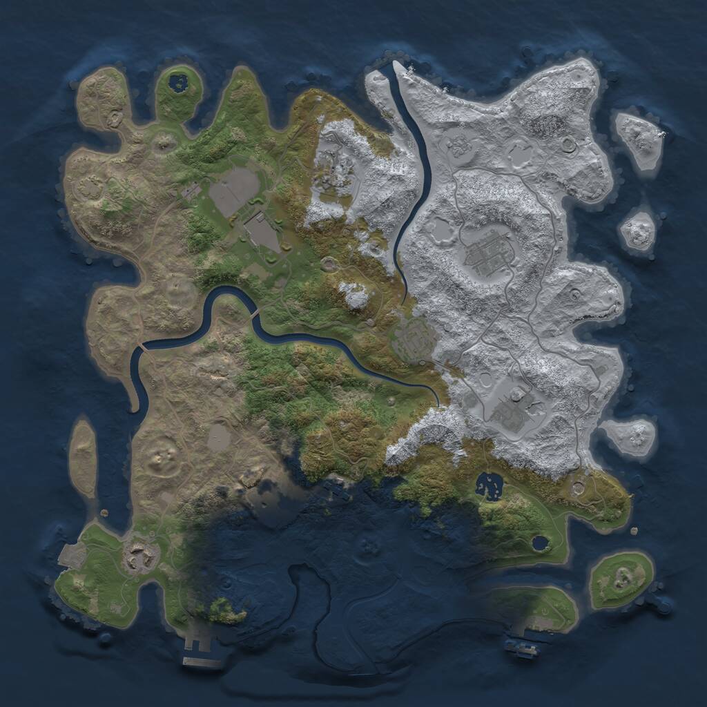 Rust Map: Procedural Map, Size: 3700, Seed: 52148869, 15 Monuments
