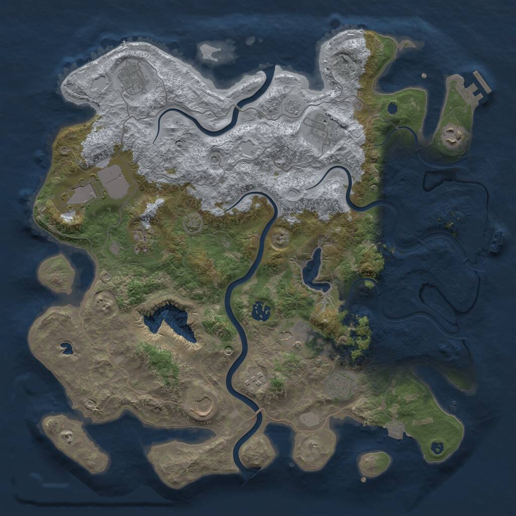 Rust Map: Procedural Map, Size: 4000, Seed: 1275062869, 16 Monuments