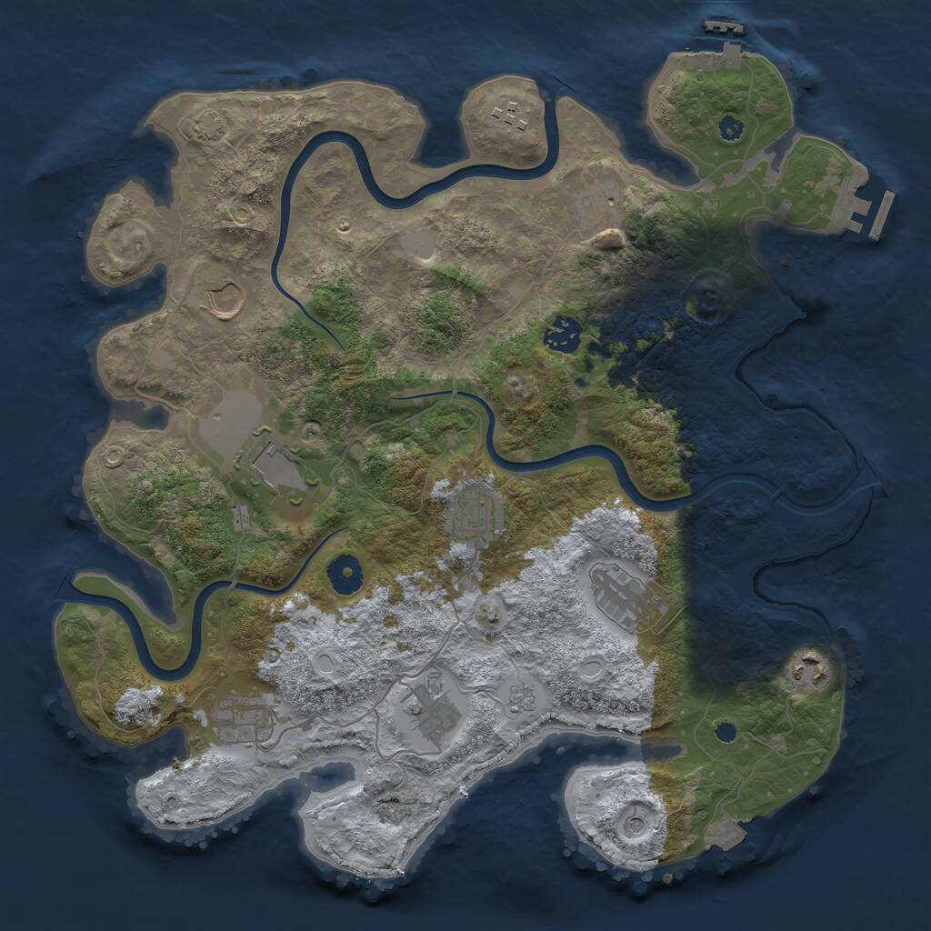 Rust Map: Procedural Map, Size: 3750, Seed: 129880080, 16 Monuments