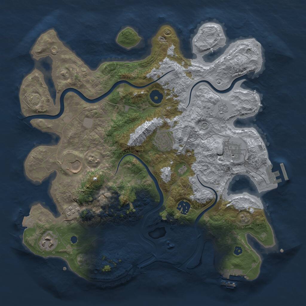 Rust Map: Procedural Map, Size: 3500, Seed: 853529340, 12 Monuments