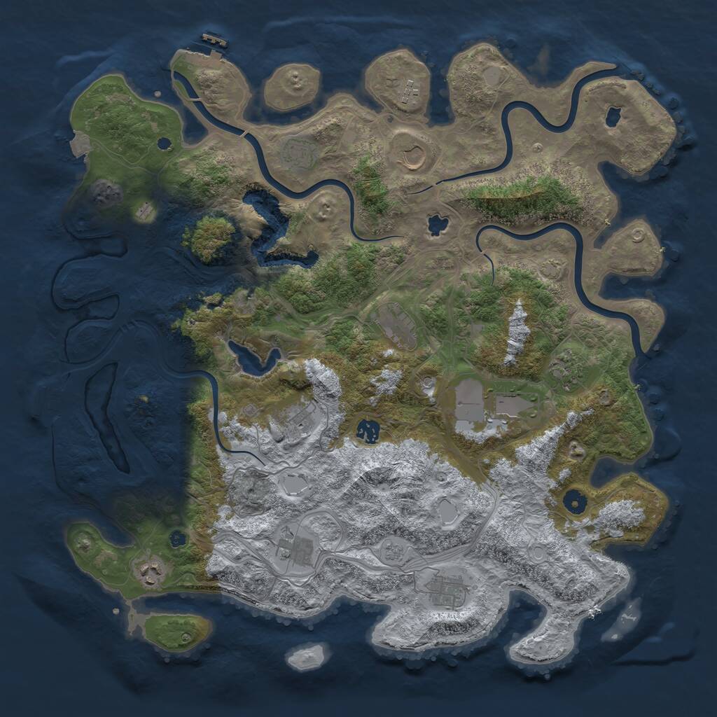 Rust Map: Procedural Map, Size: 4500, Seed: 719239857, 17 Monuments