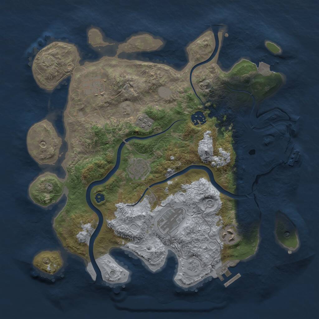 Rust Map: Procedural Map, Size: 3350, Seed: 23179380, 12 Monuments