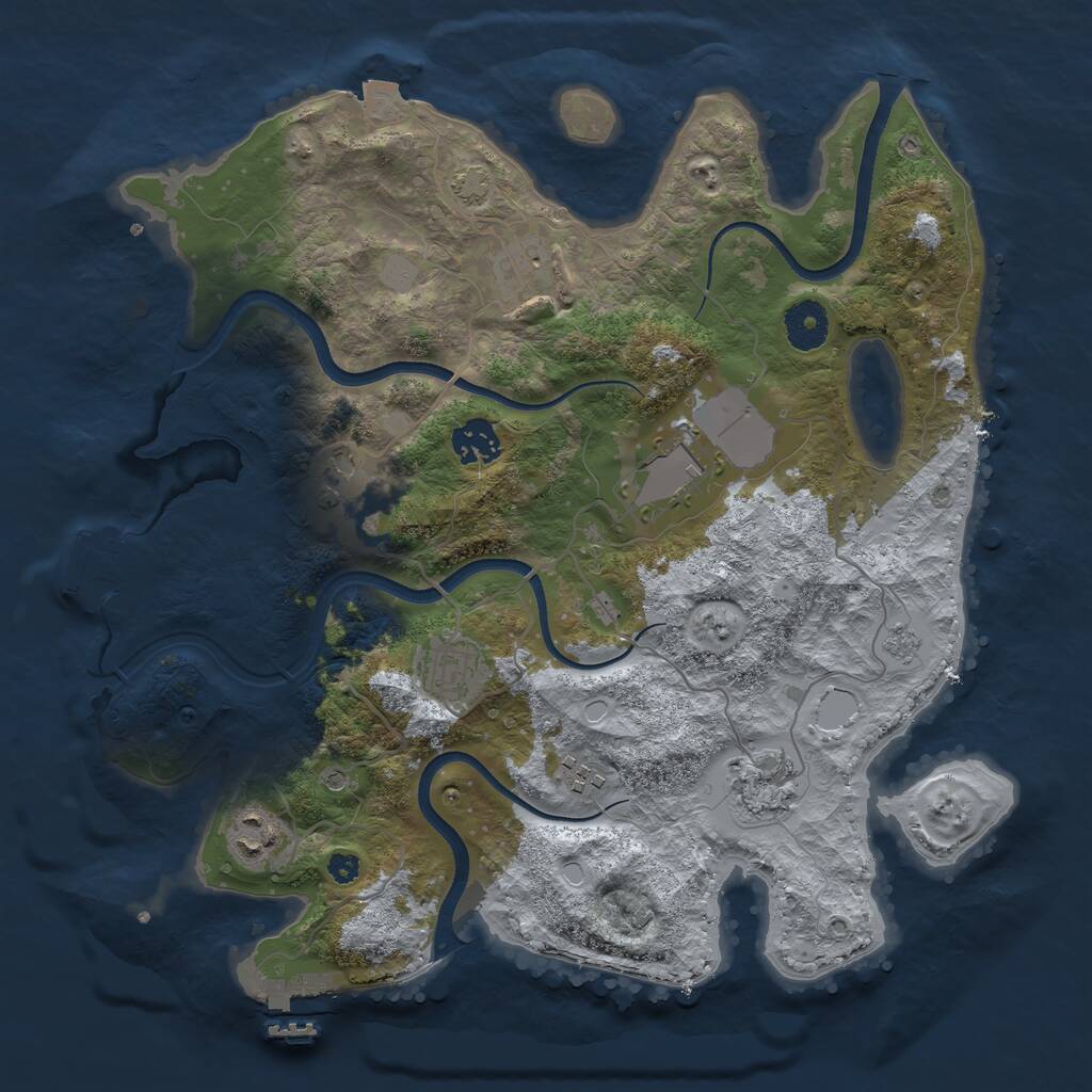 Rust Map: Procedural Map, Size: 3500, Seed: 470827533, 14 Monuments