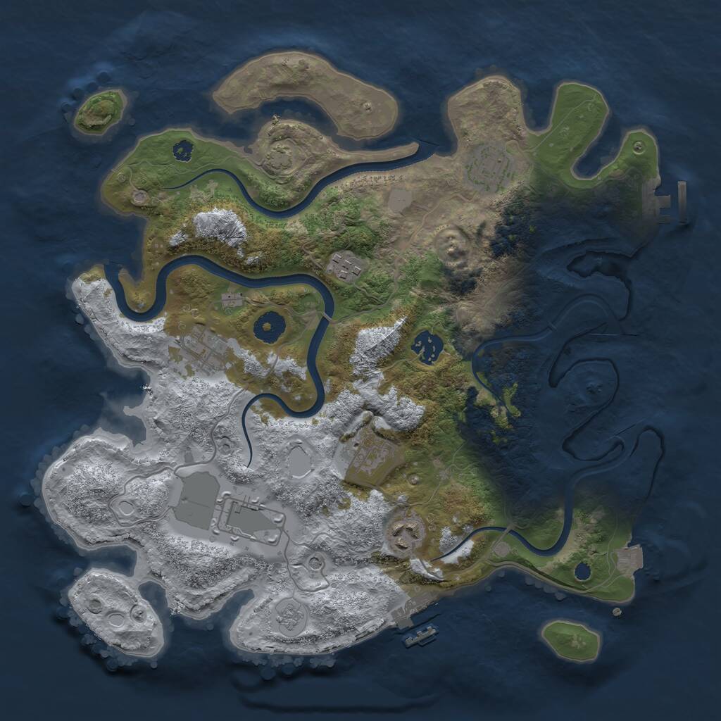 Rust Map: Procedural Map, Size: 3500, Seed: 1144694367, 13 Monuments