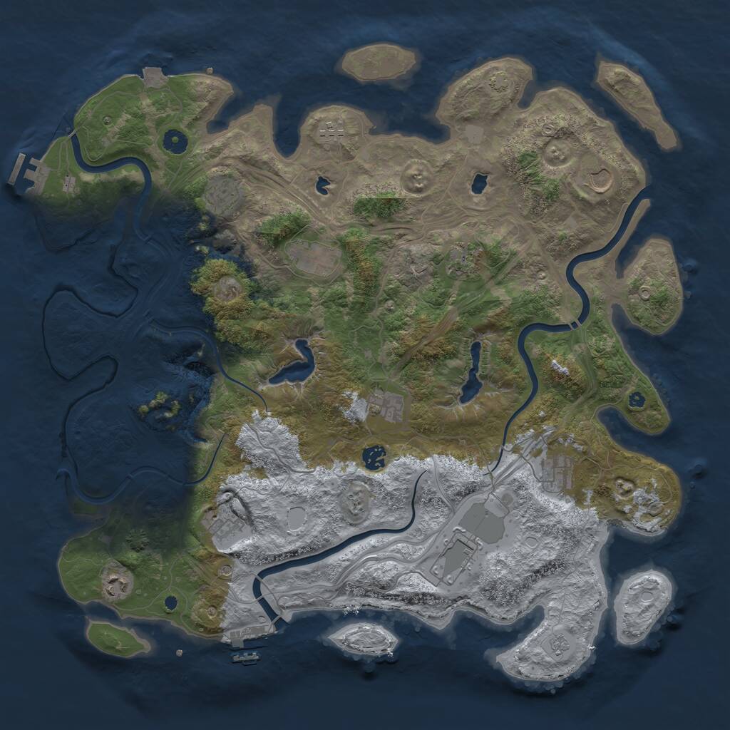 Rust Map: Procedural Map, Size: 4500, Seed: 194904142, 17 Monuments