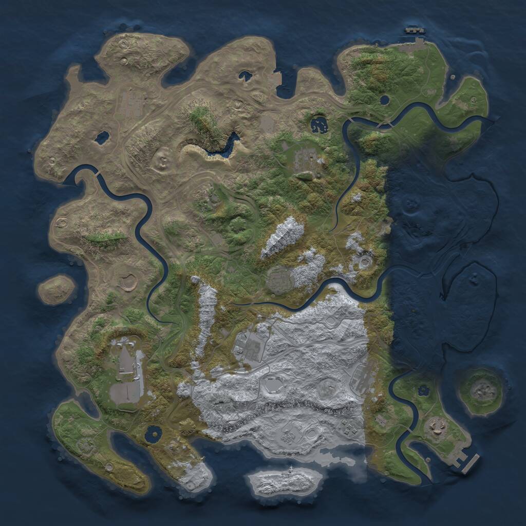 Rust Map: Procedural Map, Size: 4500, Seed: 309131367, 17 Monuments
