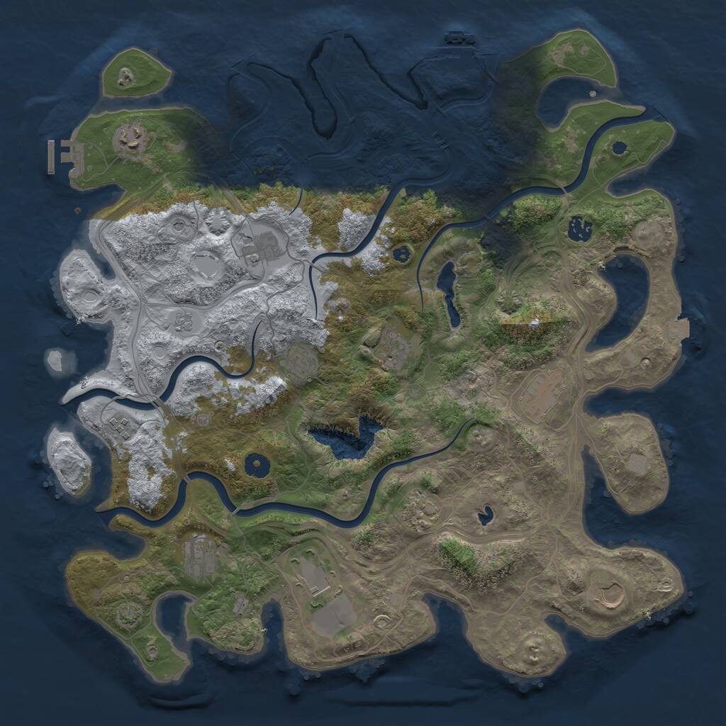 Rust Map: Procedural Map, Size: 4300, Seed: 83615, 17 Monuments