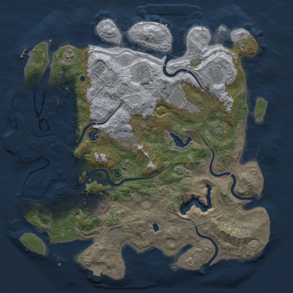 Rust Map: Procedural Map, Size: 4400, Seed: 883878615, 16 Monuments