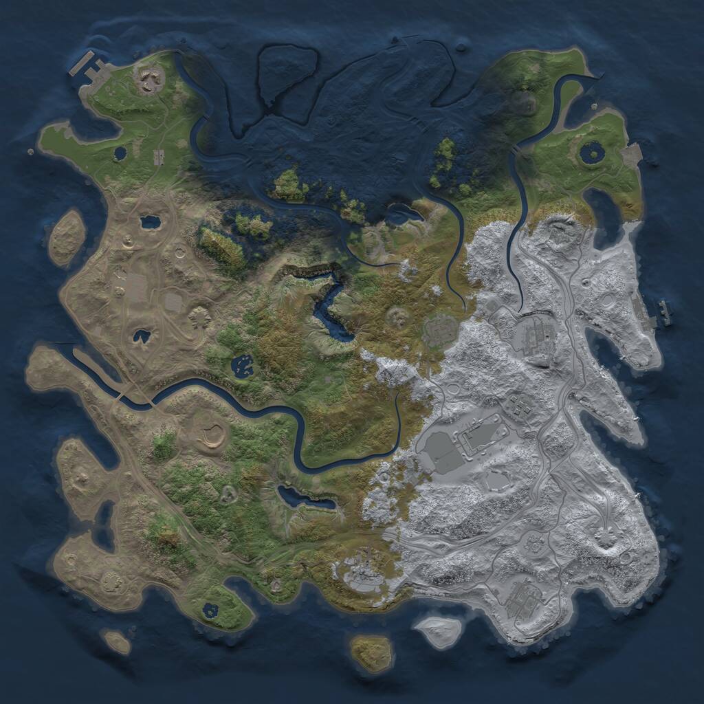 Rust Map: Procedural Map, Size: 4500, Seed: 523526446, 16 Monuments