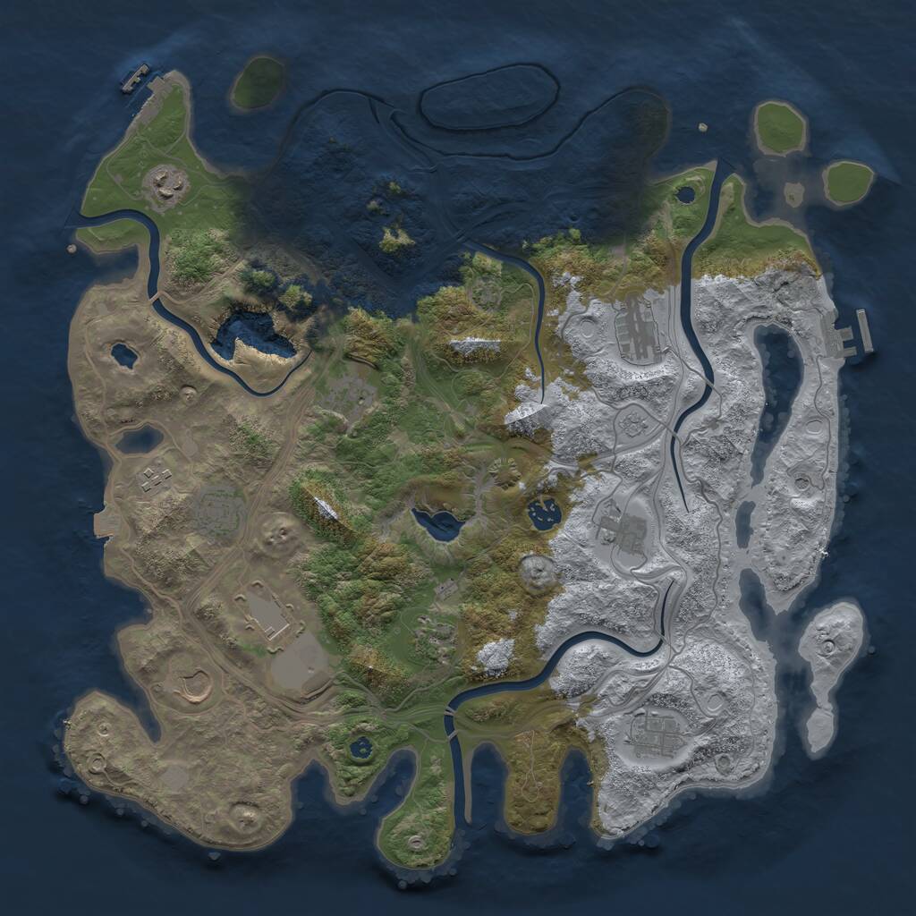 Rust Map: Procedural Map, Size: 4250, Seed: 1325616342, 17 Monuments