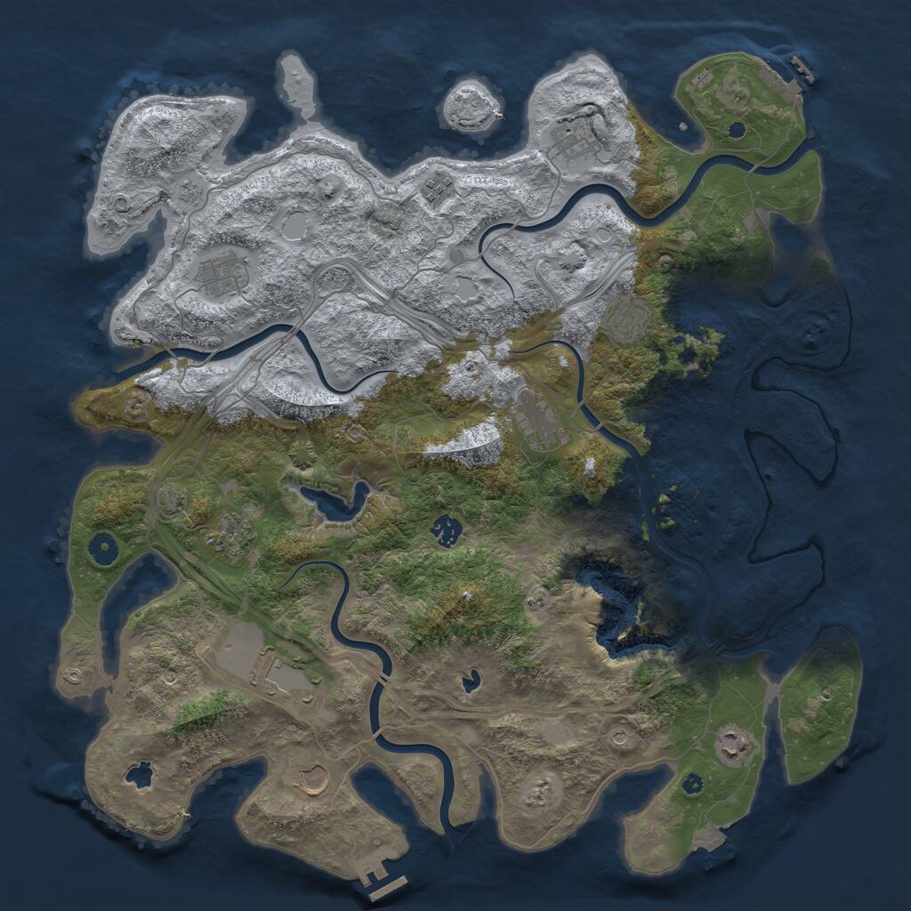 Rust Map: Procedural Map, Size: 4500, Seed: 2045453715, 16 Monuments
