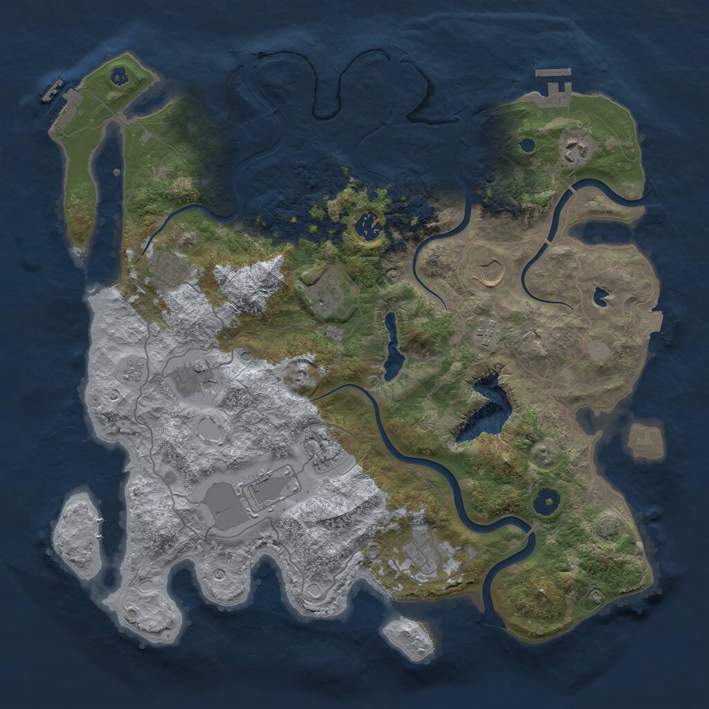Rust Map: Procedural Map, Size: 4000, Seed: 10421, 16 Monuments