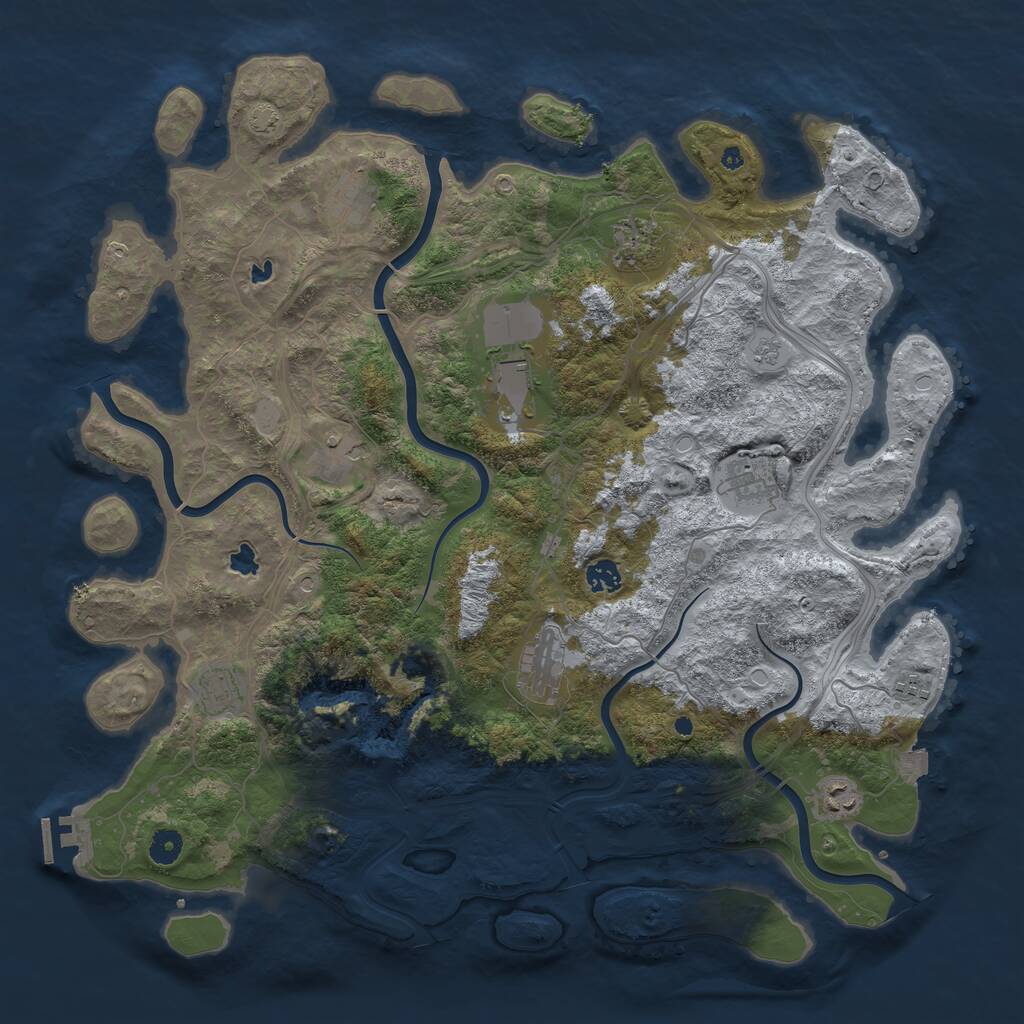 Rust Map: Procedural Map, Size: 4500, Seed: 687991786, 15 Monuments
