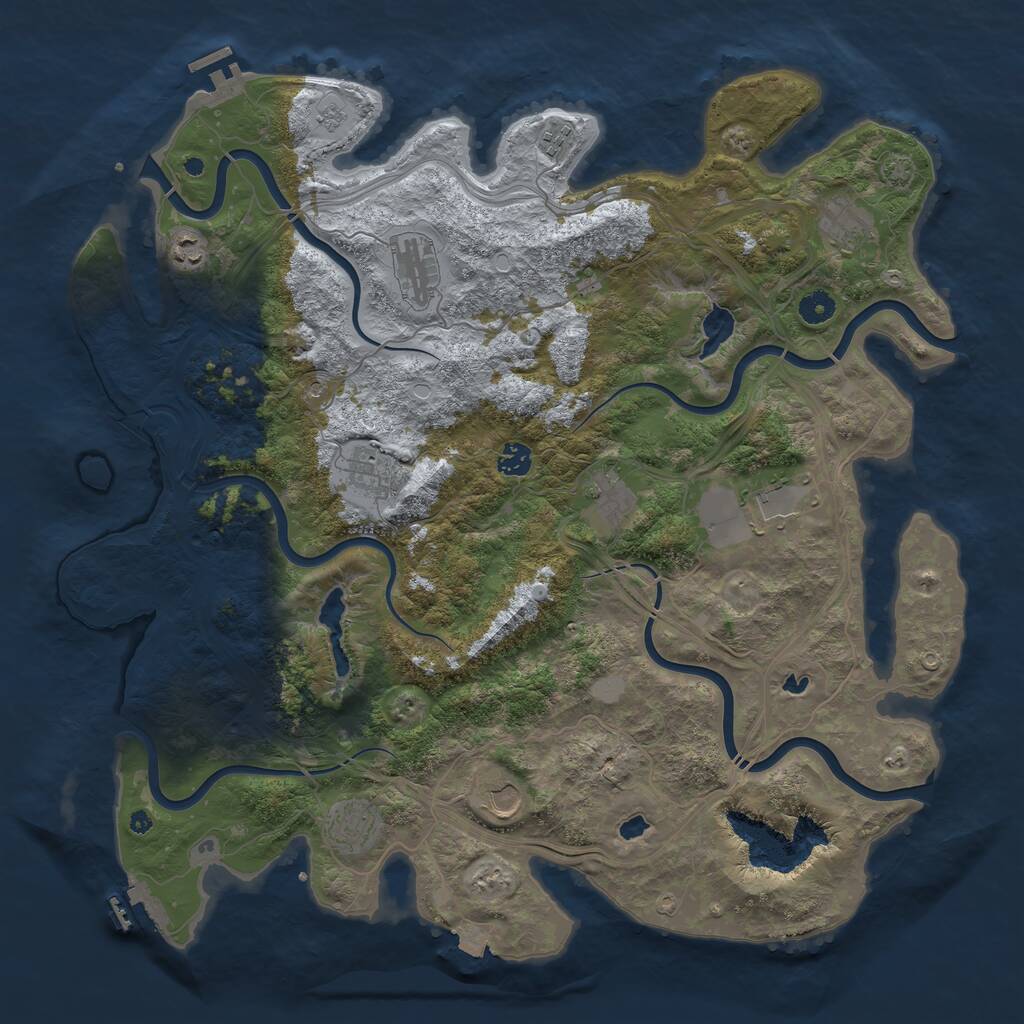 Rust Map: Procedural Map, Size: 4500, Seed: 963673025, 16 Monuments