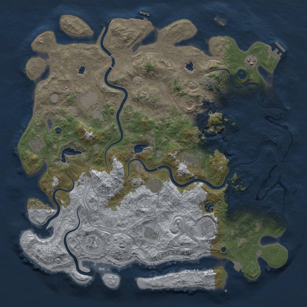 Rust Map: Procedural Map, Size: 4800, Seed: 38475, 17 Monuments
