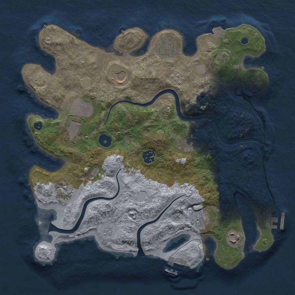 Rust Map: Procedural Map, Size: 3500, Seed: 1150496087, 15 Monuments