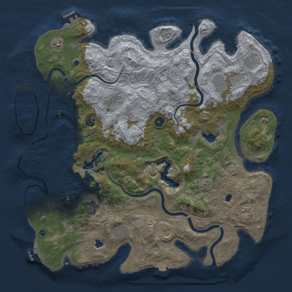 Rust Map: Procedural Map, Size: 4500, Seed: 1326045543, 16 Monuments