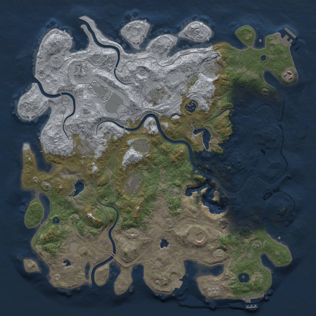 Rust Map: Procedural Map, Size: 4500, Seed: 427658023, 17 Monuments