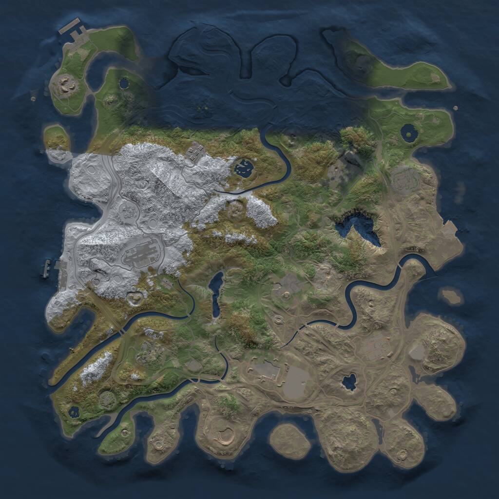 Rust Map: Procedural Map, Size: 4250, Seed: 1423715711, 17 Monuments