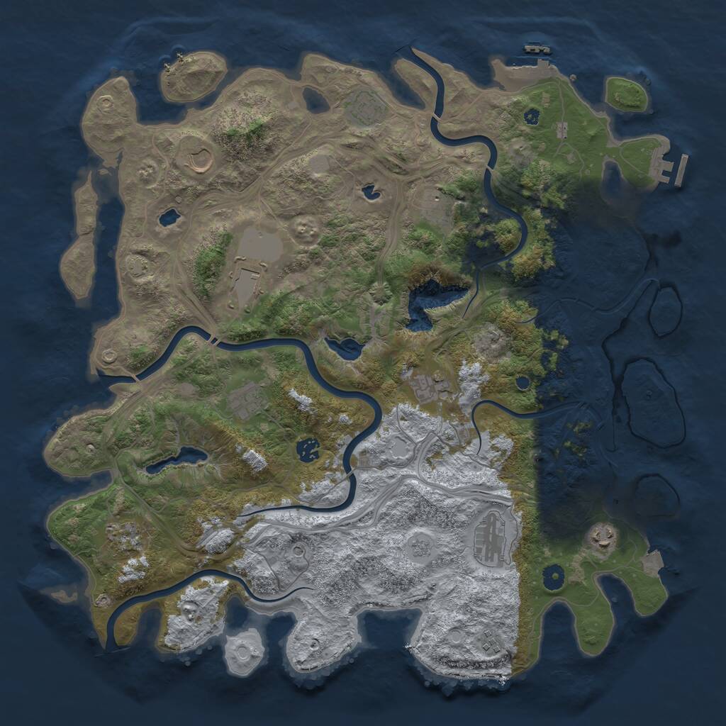 Rust Map: Procedural Map, Size: 4500, Seed: 685784655, 17 Monuments