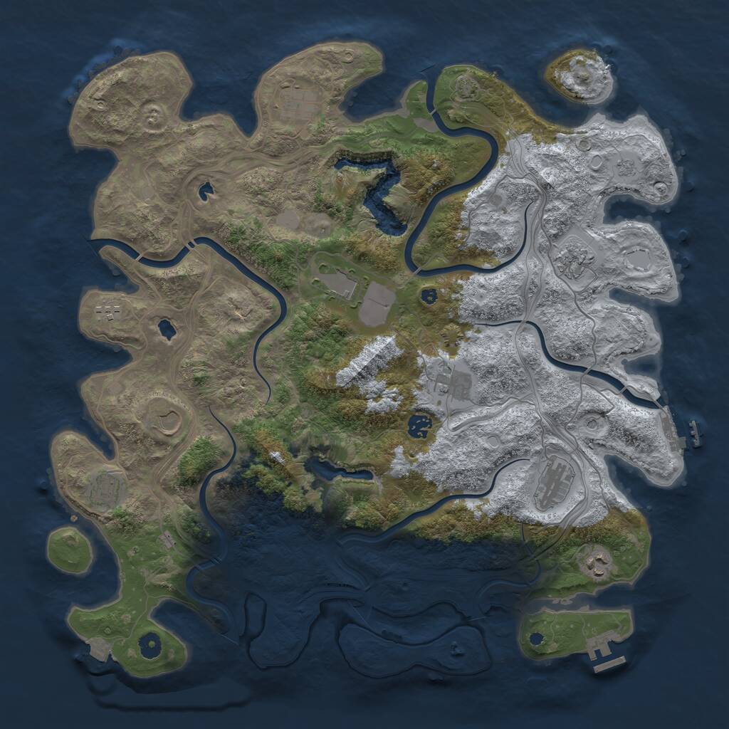 Rust Map: Procedural Map, Size: 4500, Seed: 238121297, 16 Monuments