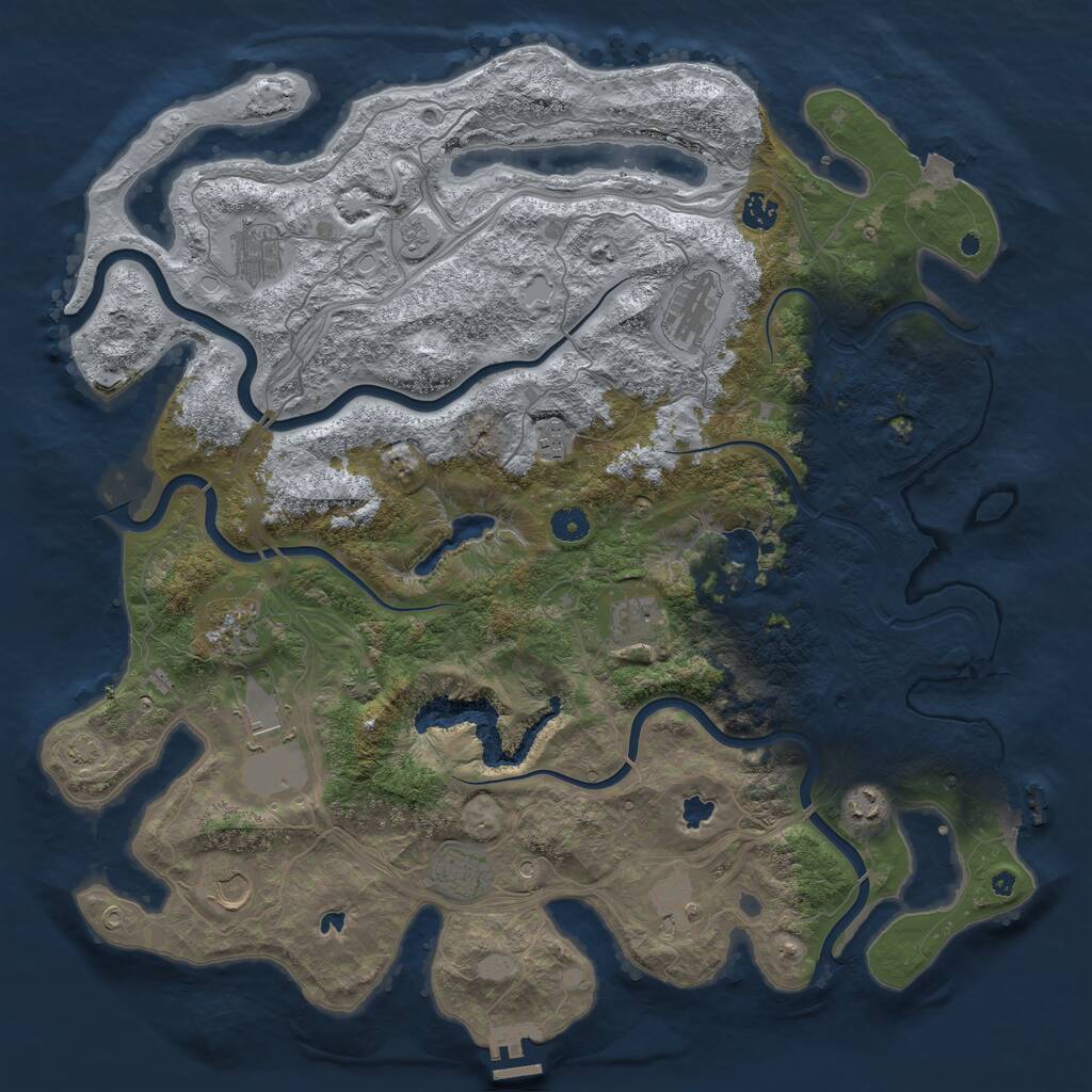 Rust Map: Procedural Map, Size: 4500, Seed: 763062867, 17 Monuments