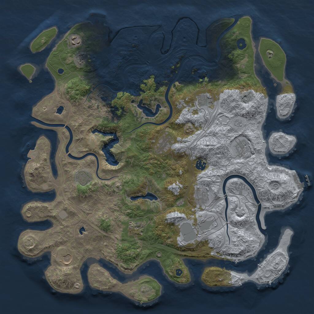 Rust Map: Procedural Map, Size: 4500, Seed: 556493737, 17 Monuments