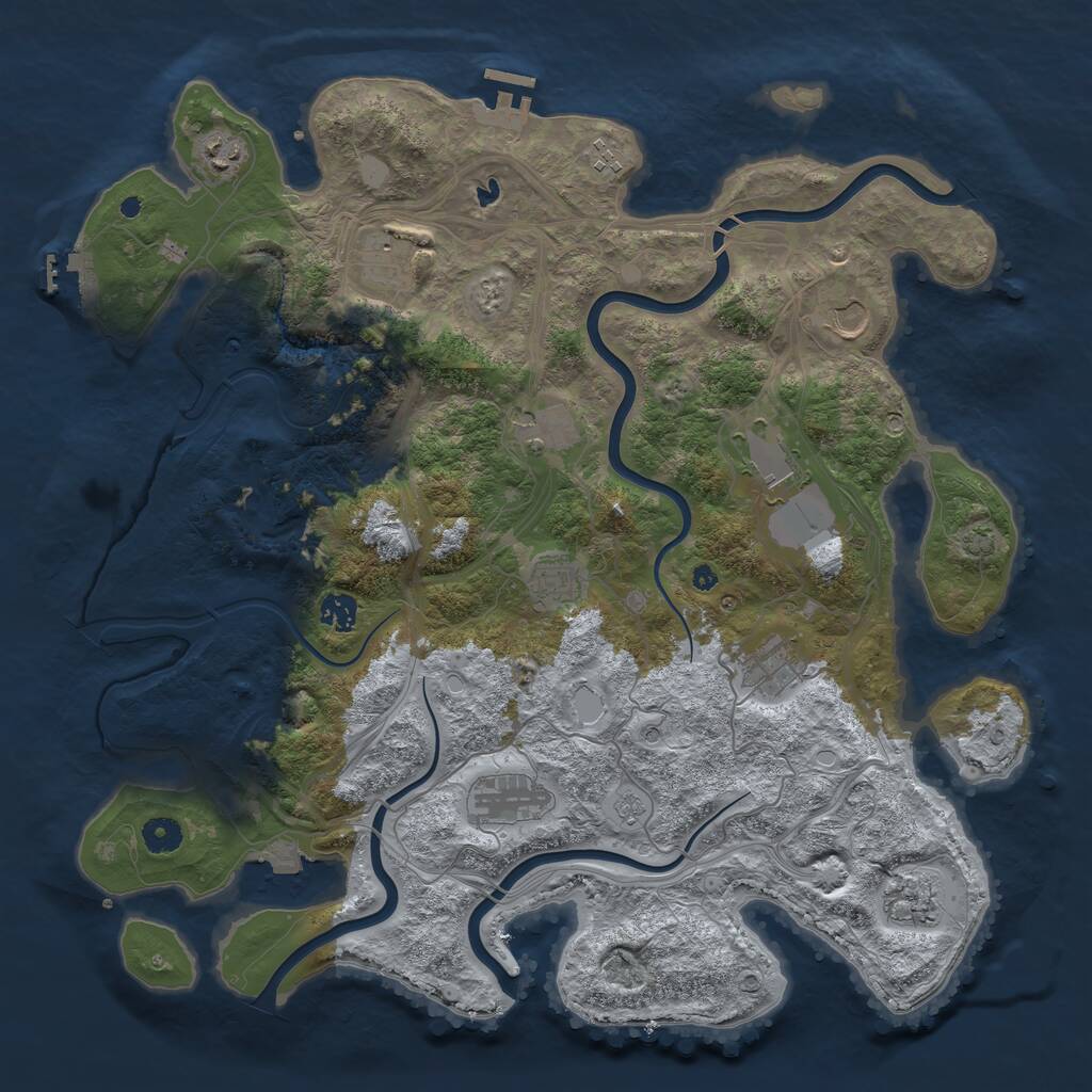 Rust Map: Procedural Map, Size: 4300, Seed: 297774666, 17 Monuments