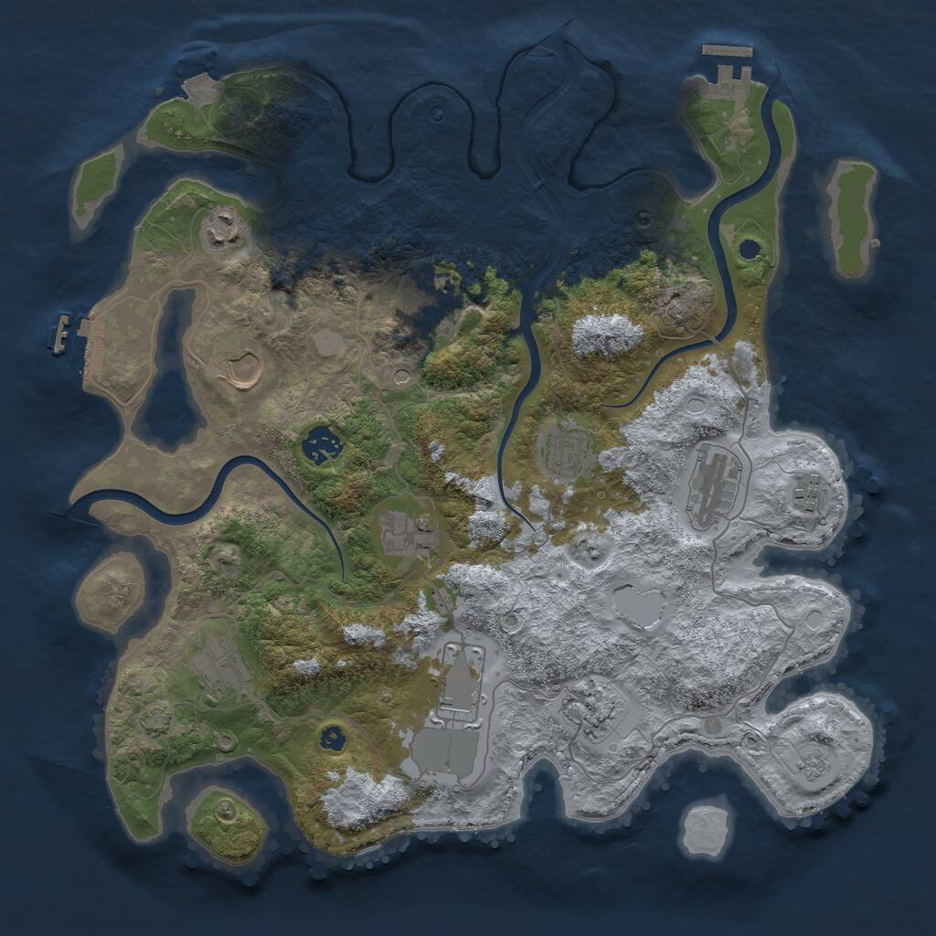 Rust Map: Procedural Map, Size: 3750, Seed: 565177, 17 Monuments
