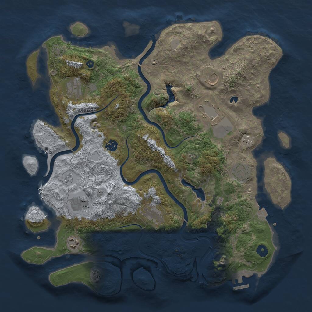 Rust Map: Procedural Map, Size: 4000, Seed: 241069876, 14 Monuments