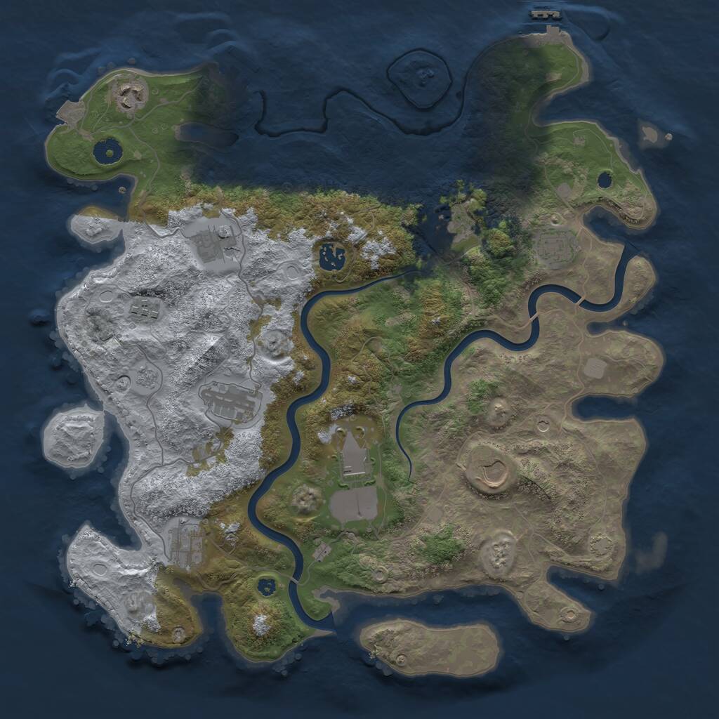 Rust Map: Procedural Map, Size: 3950, Seed: 285932958, 16 Monuments