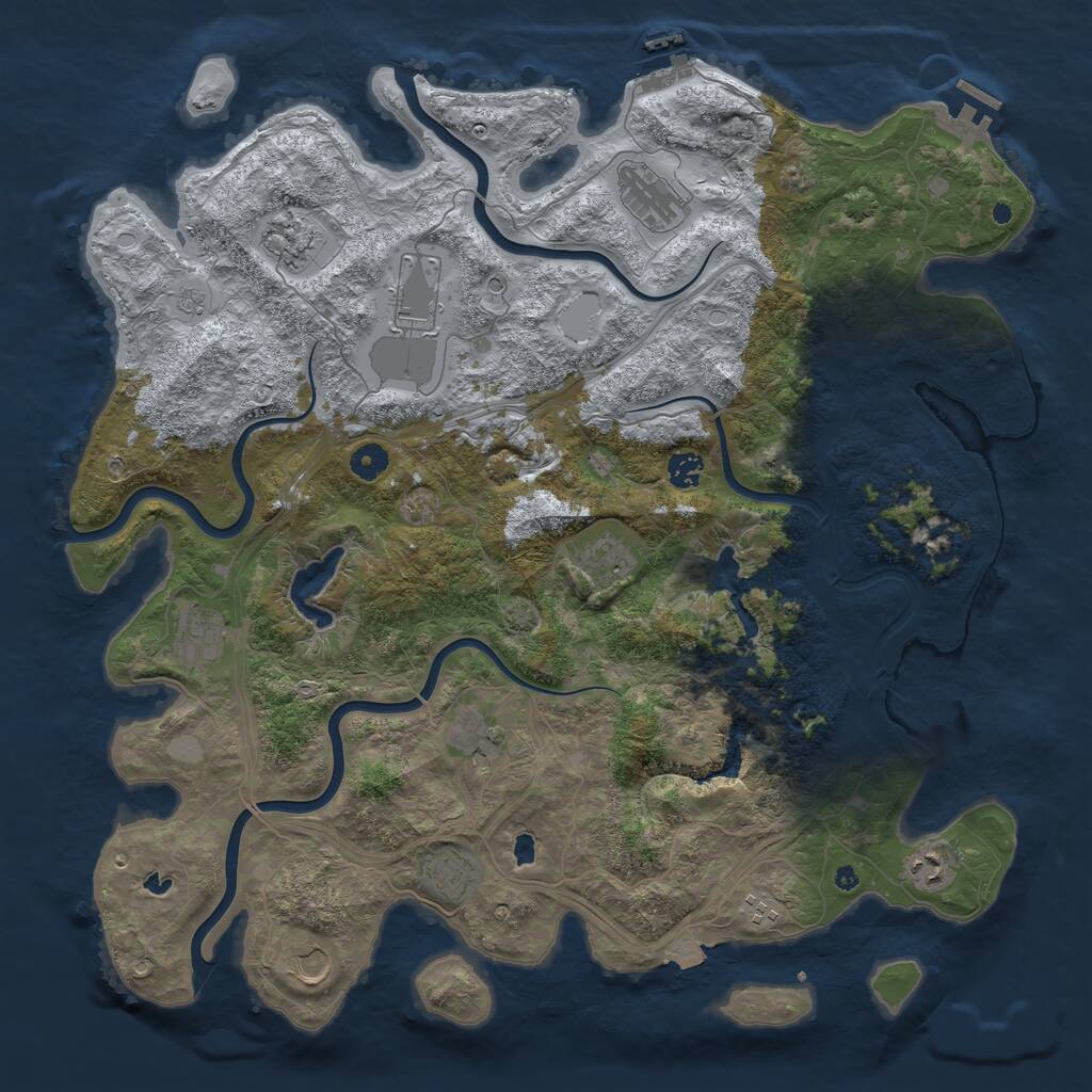 Rust Map: Procedural Map, Size: 4500, Seed: 537127839, 17 Monuments