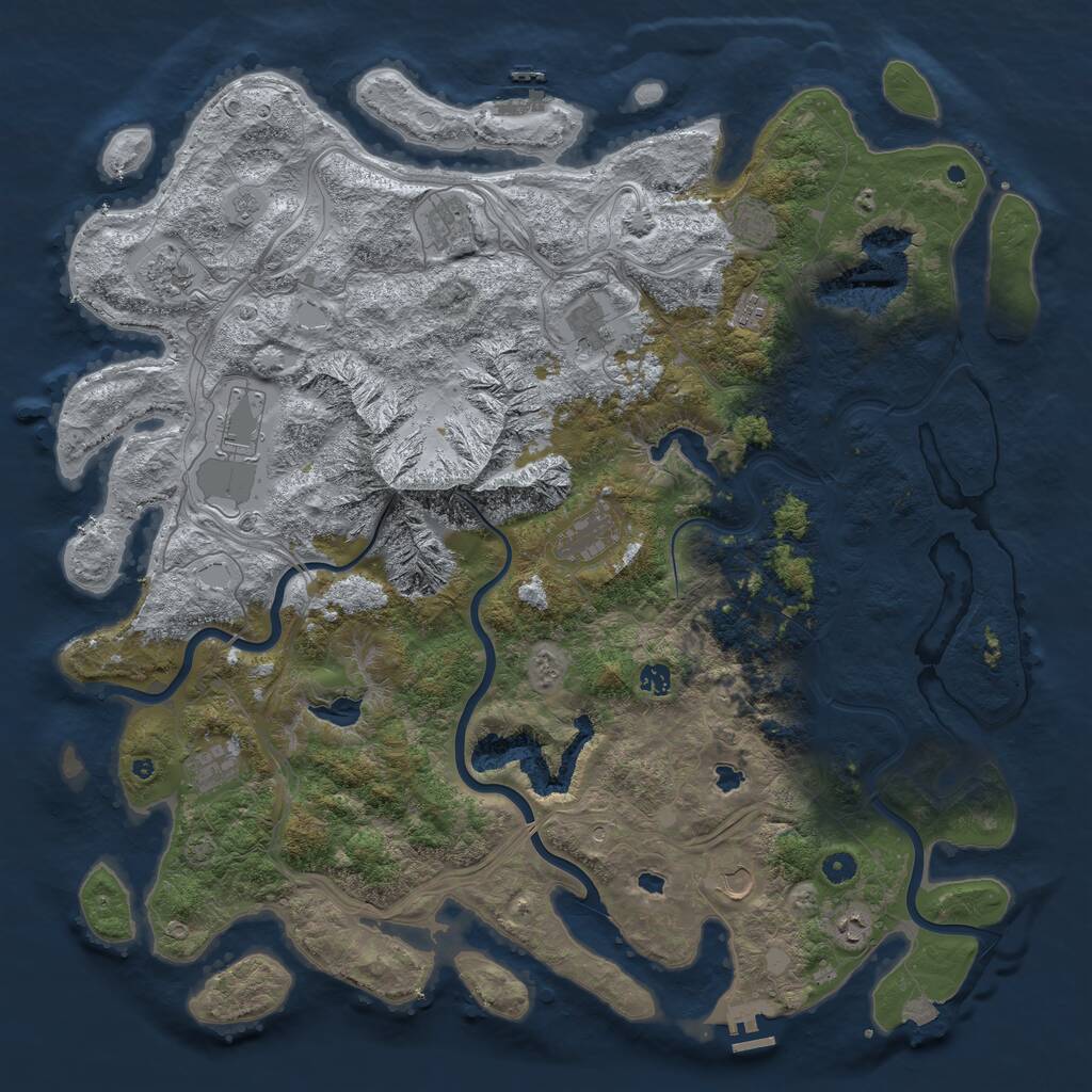 Rust Map: Procedural Map, Size: 5100, Seed: 849292036, 17 Monuments