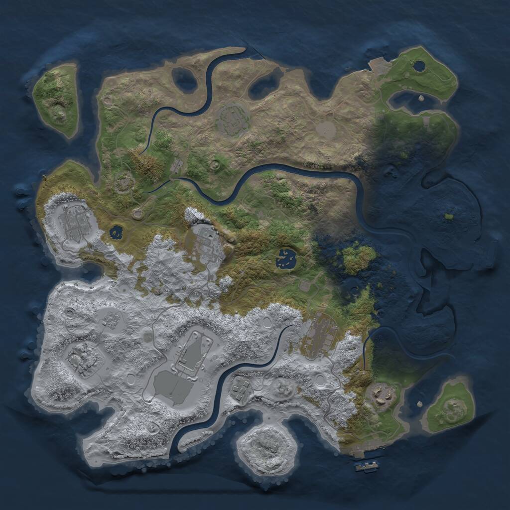 Rust Map: Procedural Map, Size: 3650, Seed: 22830032, 15 Monuments
