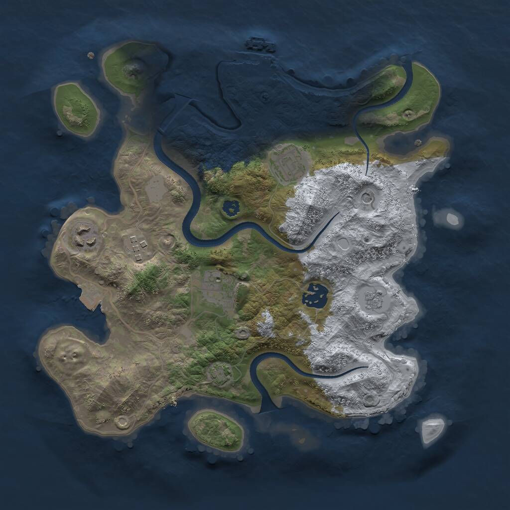Rust Map: Procedural Map, Size: 3000, Seed: 2121167866, 10 Monuments