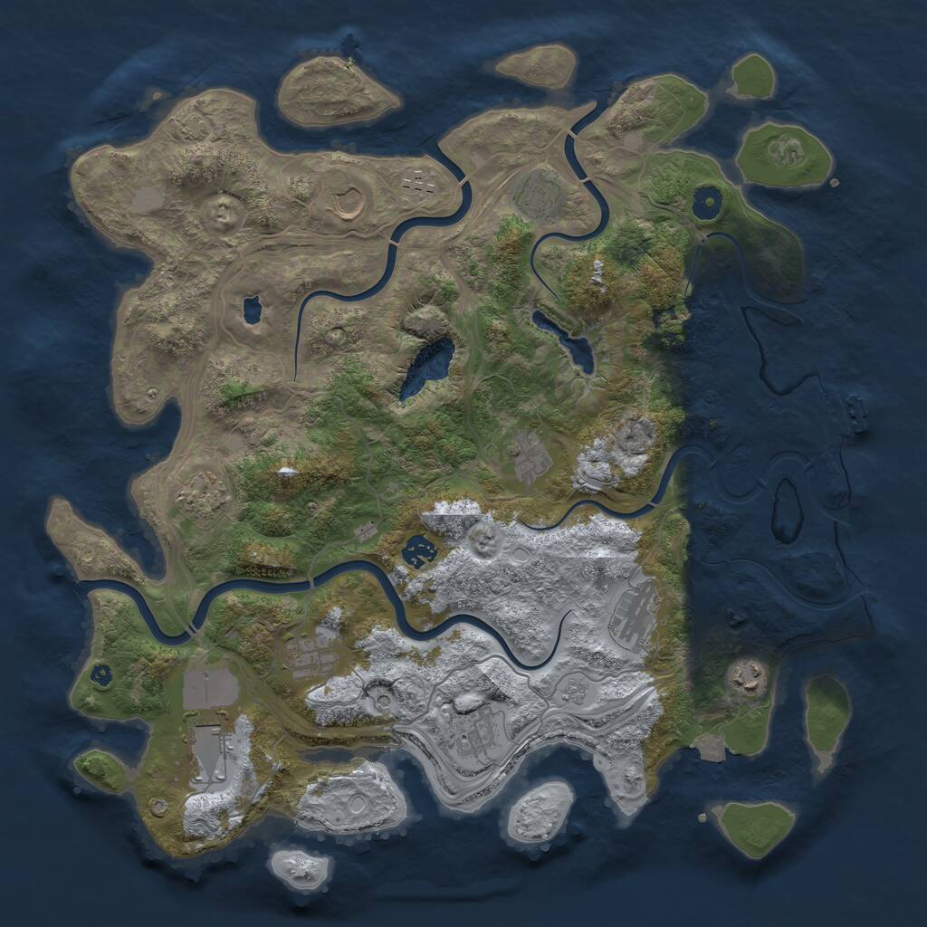 Rust Map: Procedural Map, Size: 4300, Seed: 55094351, 16 Monuments