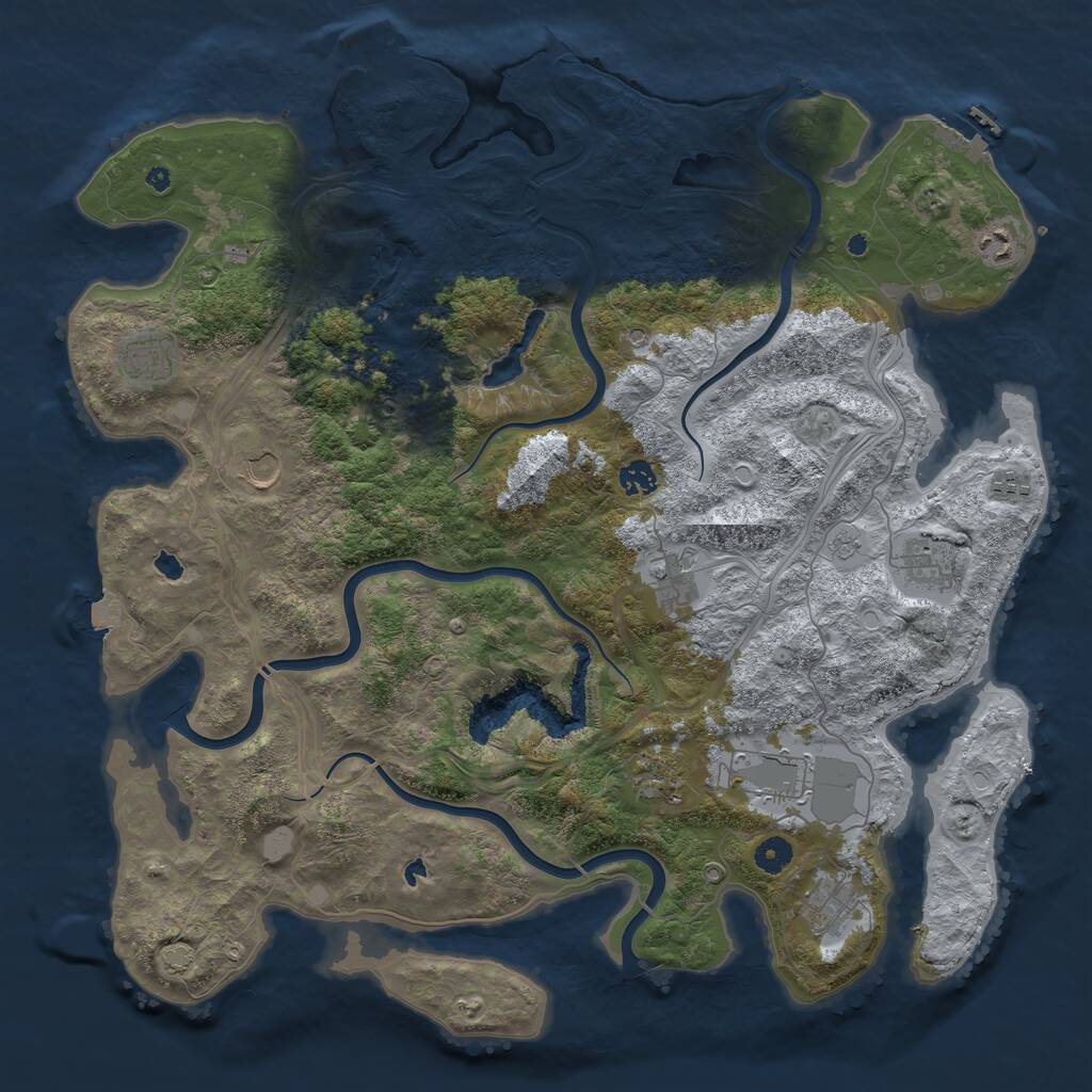 Rust Map: Procedural Map, Size: 4500, Seed: 1234758453, 16 Monuments