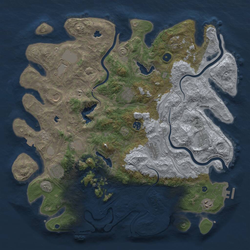 Rust Map: Procedural Map, Size: 4500, Seed: 410628953, 17 Monuments