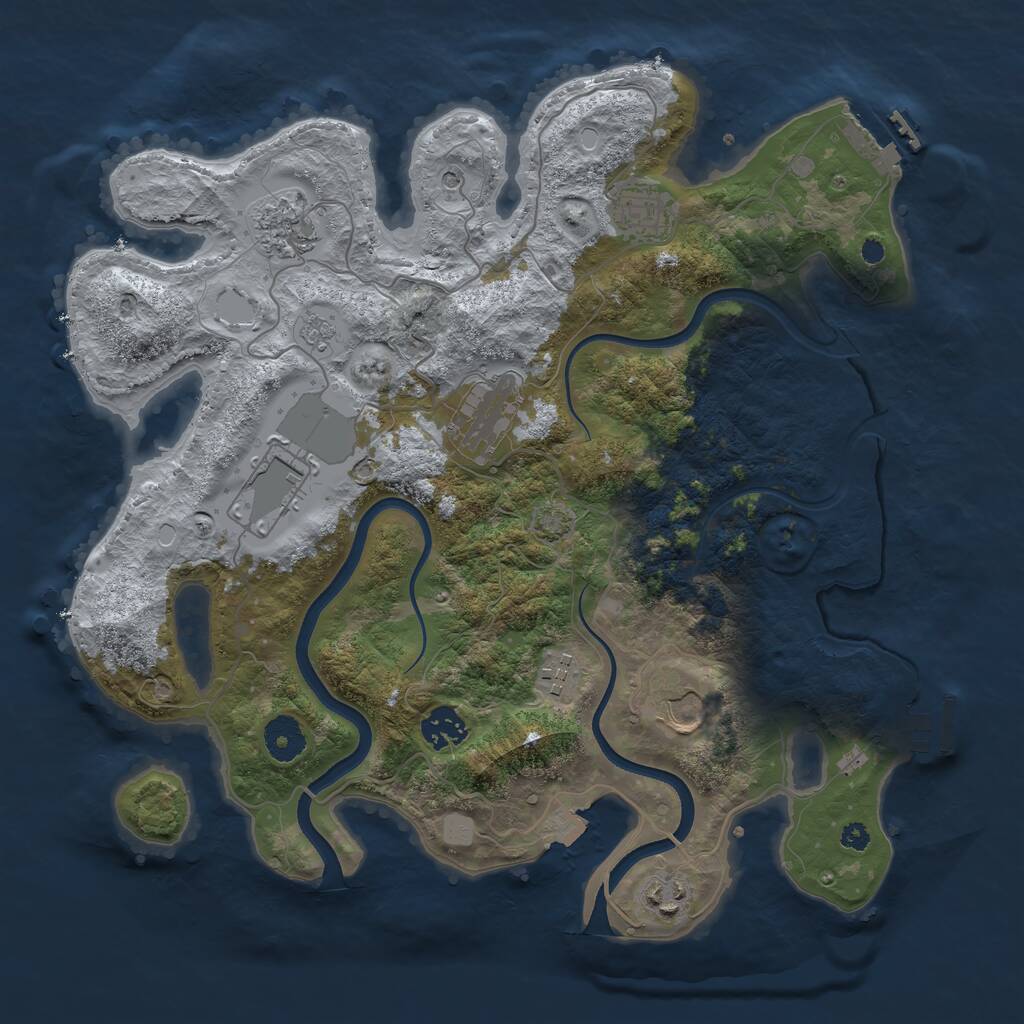 Rust Map: Procedural Map, Size: 3600, Seed: 225811, 14 Monuments
