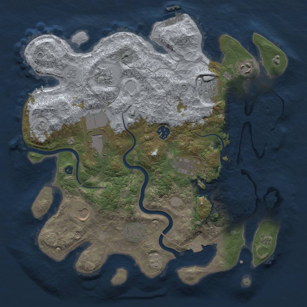 Rust Map: Procedural Map, Size: 3600, Seed: 17762077, 15 Monuments