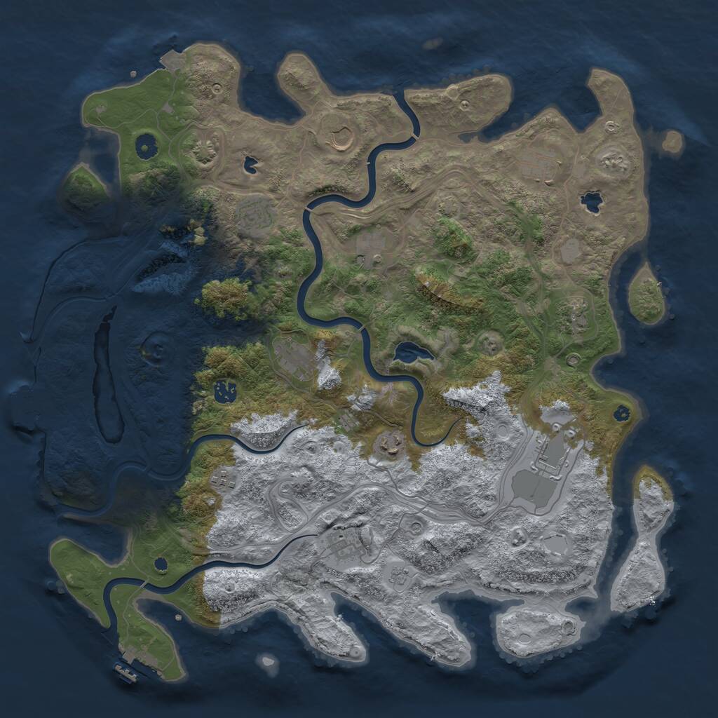 Rust Map: Procedural Map, Size: 4500, Seed: 1994568797, 17 Monuments